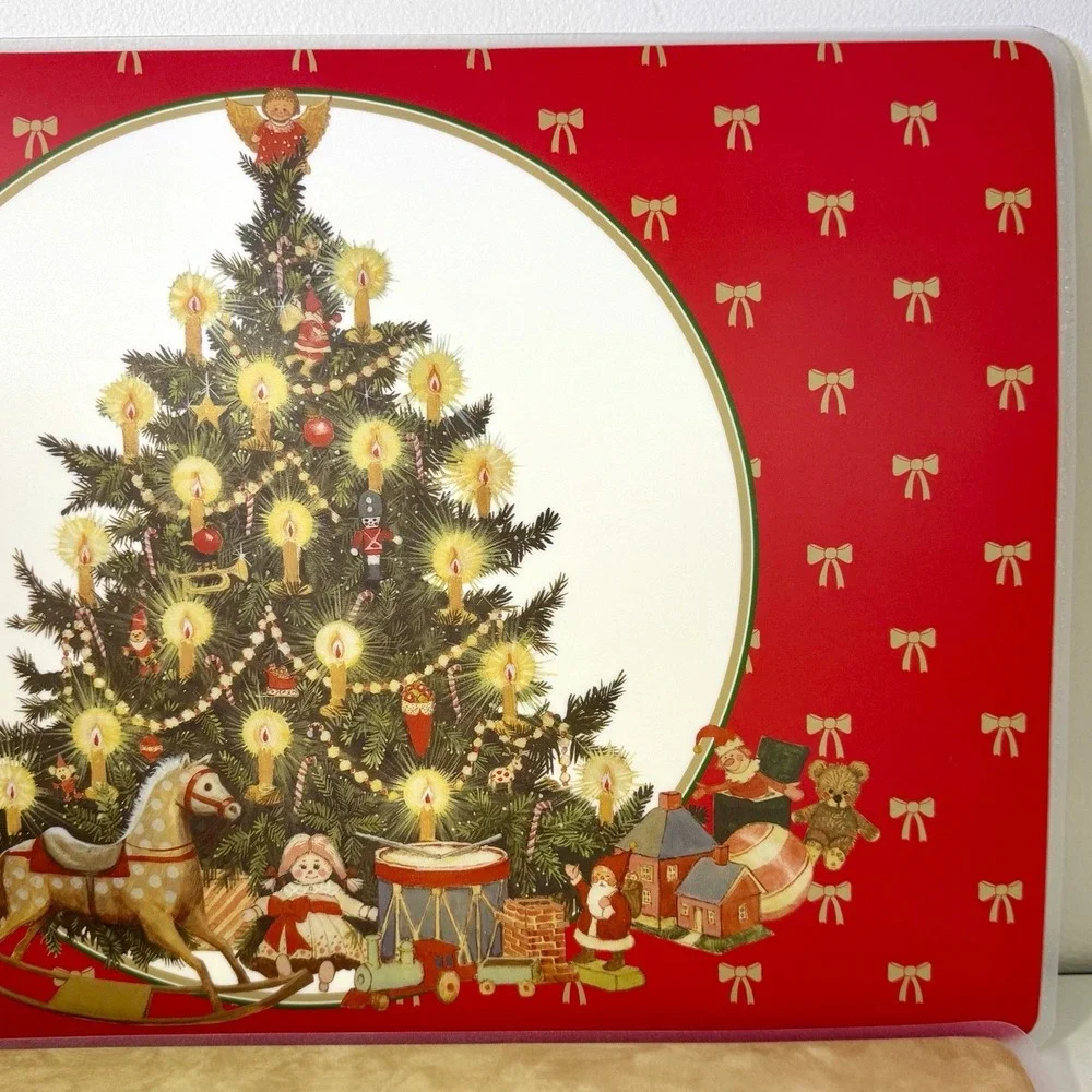 VTG Bright of America Christmas Placemats Set of 4 Reversible USA Holiday Table
